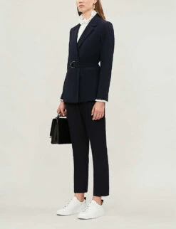 CLAUDIE PIERLOT Buckled Regular-fit Crepe Blazer -Selfridges Store 5005 10150 CFPVE00099 NAVY ALT01