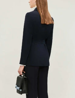 CLAUDIE PIERLOT Buckled Regular-fit Crepe Blazer -Selfridges Store 5005 10150 CFPVE00099 NAVY ALT02