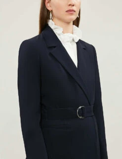 CLAUDIE PIERLOT Buckled Regular-fit Crepe Blazer -Selfridges Store 5005 10150 CFPVE00099 NAVY ALT03