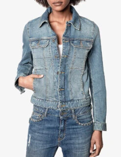 Zadig & Voltaire Kioky Faded Stretch-denim Jacket -Selfridges Store 669 10175 PWGCT3403F BLEU ALT01