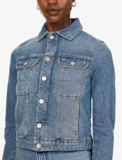 Zadig & Voltaire Kioky Faded Stretch-denim Jacket -Selfridges Store 669 10175 PWGCT3403F BLEU ALT04