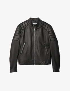 Sandro Stand-collar Leather Jacket