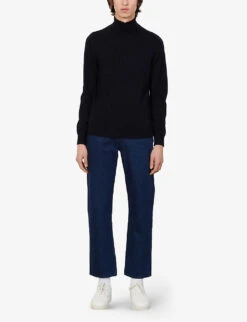Sandro Turtleneck Fine-knit Wool Jumper -Selfridges Store 74 10081 SHPTR00082 NAVYBLUE ALT01