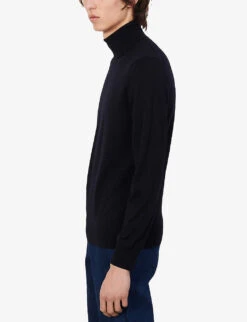 Sandro Turtleneck Fine-knit Wool Jumper -Selfridges Store 74 10081 SHPTR00082 NAVYBLUE ALT02