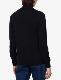 Sandro Turtleneck Fine-knit Wool Jumper -Selfridges Store 74 10081 SHPTR00082 NAVYBLUE ALT03