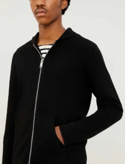 Sandro Wire Long-sleeved Wool Hoody -Selfridges Store 74 10081 SHPTR00101 BLACK ALT03