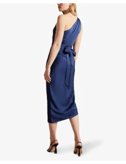 Ted Baker Gabie One-shoulder Satin-crepe Midi Dress -Selfridges Store 870 10003 157697 DKBLUE ALT02
