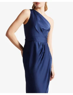 Ted Baker Gabie One-shoulder Satin-crepe Midi Dress -Selfridges Store 870 10003 157697 DKBLUE ALT03