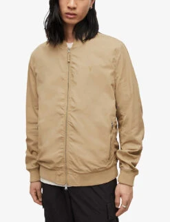 AllSaints Bassett Zipped Cotton-blend Bomber Jacket -Selfridges Store 948 10136 MJ006R DUSTYTAUPE ALT02