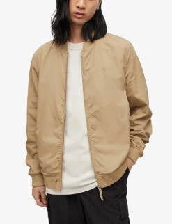 AllSaints Bassett Zipped Cotton-blend Bomber Jacket -Selfridges Store 948 10136 MJ006R DUSTYTAUPE ALT04