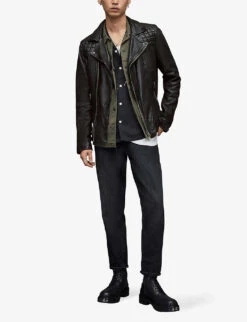 AllSaints Conroy Leather Biker Jacket 8 AllSaints Conroy Leather Biker Jacket -Selfridges Store 948 10136 ML058F INKNAVY ALT01
