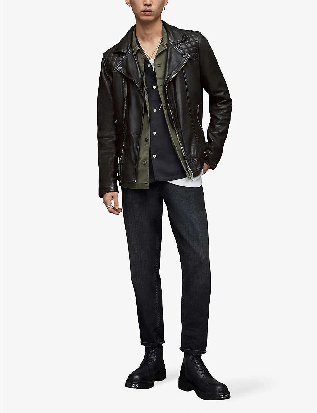AllSaints Conroy Leather Biker Jacket 3 AllSaints Conroy Leather Biker Jacket - Image 3