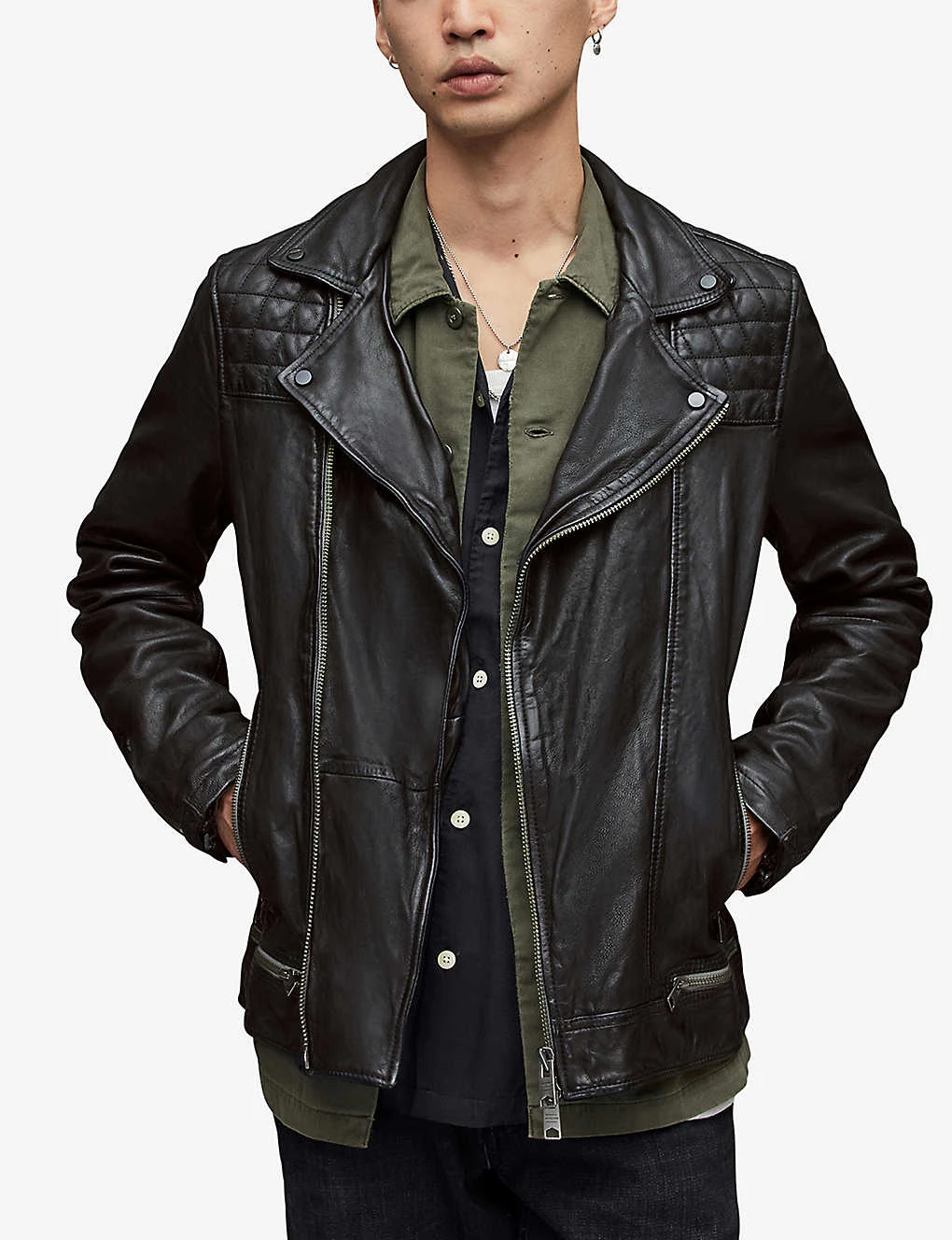 AllSaints Conroy Leather Biker Jacket 4 AllSaints Conroy Leather Biker Jacket - Image 4