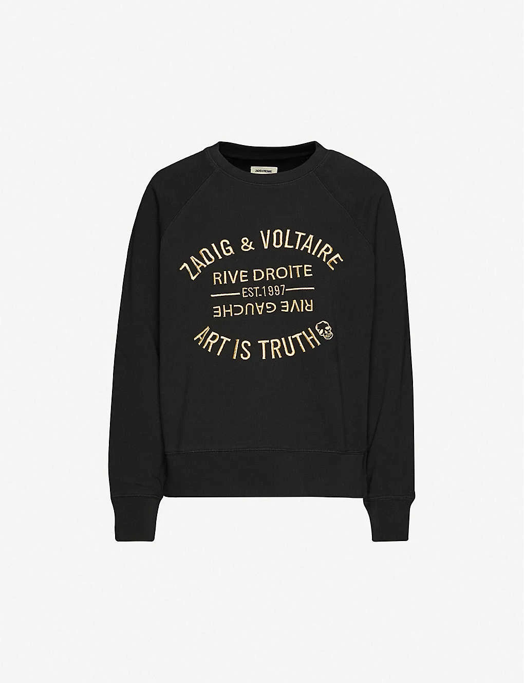 Zadig & Voltaire Logo-embellished Cotton-jersey Sweatshirt 1 Zadig & Voltaire Logo-embellished Cotton-jersey Sweatshirt