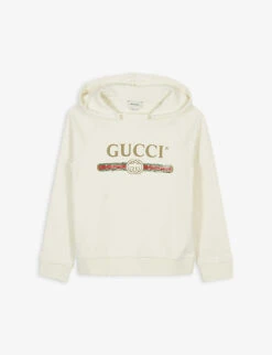 Gucci Distressed Logo Print Cotton Hoody 4-10 Years