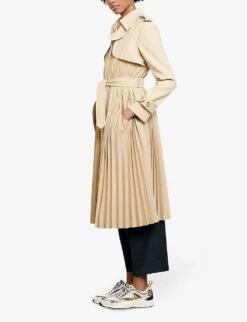 Sandro Vino Belted Satin-crepe Coat -Selfridges Store R00059623 BEIGE ALT02
