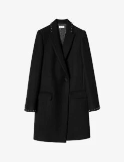 Zadig & Voltaire Marco Stud-embellished Wool-blend Coat