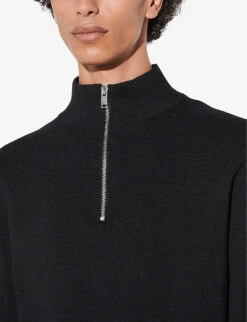 Sandro Half-zip Wool Jumper 9 Sandro Half-zip Wool Jumper -Selfridges Store R03630693 NOIRGRIS ALT04