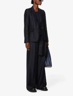 Joseph Round-neck Fine Merino-wool Jumper -Selfridges Store R03658528 NAVY ALT01