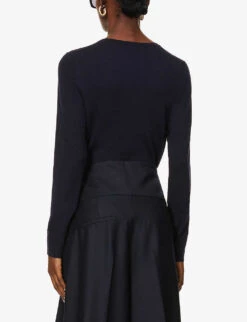 Joseph Round-neck Fine Merino-wool Jumper -Selfridges Store R03658528 NAVY ALT02