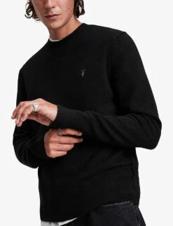AllSaints Statten Crewneck Wool-blend Jumper -Selfridges Store R03750678 BLACK ALT02
