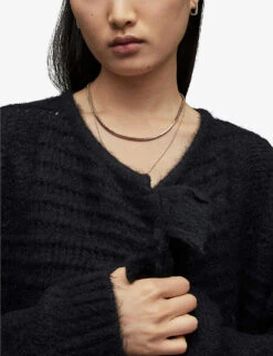 AllSaints Selena Fringe-embellished Alpaca-wool-blend Cardigan -Selfridges Store R03758953 BLACK ALT04
