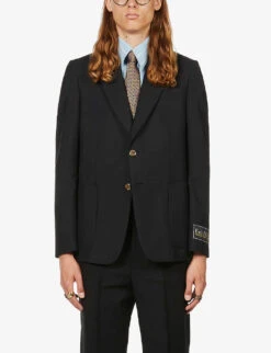 Gucci Firenze Peak-lapel Cotton, Mohair And Wool-blend Blazer 7 Gucci Firenze Peak-lapel Cotton, Mohair And Wool-blend Blazer -Selfridges Store R03765520 BLACK ALT02