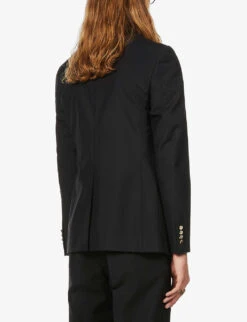 Gucci Firenze Peak-lapel Cotton, Mohair And Wool-blend Blazer 8 Gucci Firenze Peak-lapel Cotton, Mohair And Wool-blend Blazer -Selfridges Store R03765520 BLACK ALT03