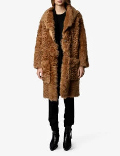 Zadig & Voltaire Mady Wavy Sheepskin Coat -Selfridges Store R03799421 CARAMEL ALT02