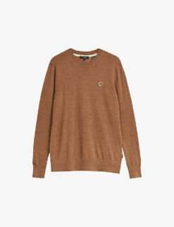 Ted Baker Flower-embroidered Crewneck Wool Sweater