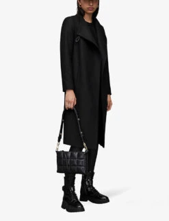 AllSaints Riley Recycled Wool-blend Coat -Selfridges Store R03813084 BLACK ALT02
