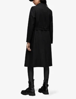 AllSaints Riley Recycled Wool-blend Coat -Selfridges Store R03813084 BLACK ALT03