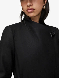 AllSaints Riley Recycled Wool-blend Coat -Selfridges Store R03813084 BLACK ALT04