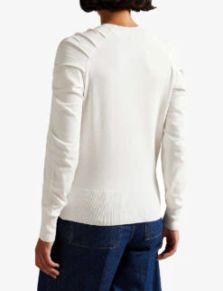 Ted Baker Pyiton Pleated-shoulder Knitted Sweater -Selfridges Store R03816235 WHITE ALT03