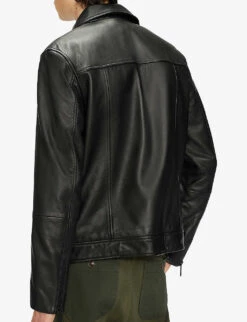 Ted Baker Carve Oversized Leather Biker Jacket -Selfridges Store R03823327 BLACK ALT03
