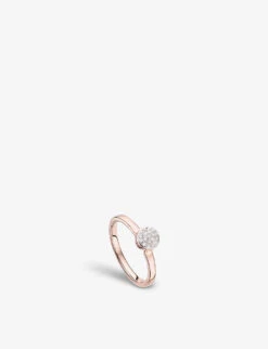 Fiji Mini Button 18ct Recycled Rose Gold-plated Vermeil Sterling-silver And 0.051ct Diamond Ring
