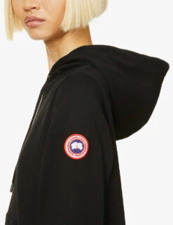 Canada Goose Muskoka Logo-embroidered Cotton-jersey Hoody -Selfridges Store R03830561 BLACK ALT04