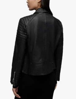 AllSaints Leoni Slim-fit Leather Biker Jacket -Selfridges Store R03837230 BLACK ALT03