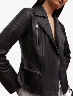 AllSaints Leoni Slim-fit Leather Biker Jacket -Selfridges Store R03837230 BLACK ALT05