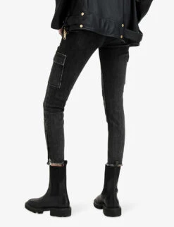 AllSaints Duran Cargo Skinny-leg Stretch-denim Jeans -Selfridges Store R03842372 WASHEDBLACK ALT03