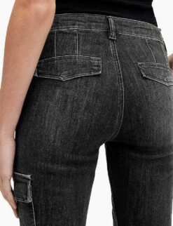 AllSaints Duran Cargo Skinny-leg Stretch-denim Jeans -Selfridges Store R03842372 WASHEDBLACK ALT04
