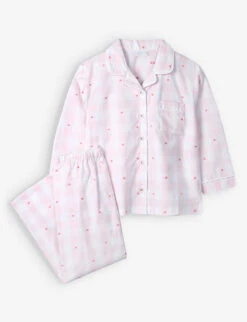 Heart-embroidered Checked Cotton Pyjama Set 1-6 Years