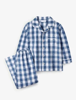Star-embroidered Checked Cotton Pyjama Set 7-10 Years