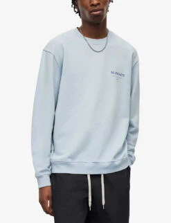 AllSaints Underground Logo Graphic-print Cotton Sweatshirt -Selfridges Store R03848407 SEAFRONTBLUE ALT02