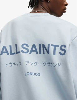 AllSaints Underground Logo Graphic-print Cotton Sweatshirt -Selfridges Store R03848407 SEAFRONTBLUE ALT04