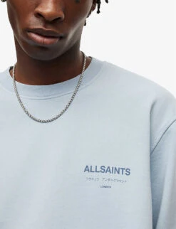 AllSaints Underground Logo Graphic-print Cotton Sweatshirt -Selfridges Store R03848407 SEAFRONTBLUE ALT05