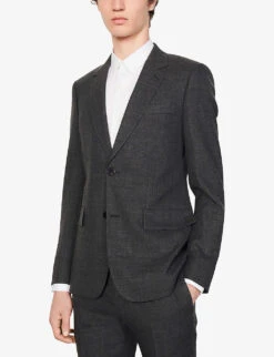 Sandro Legacy Single-breasted Wool Blazer -Selfridges Store R03851777 NOIRGRIS ALT02