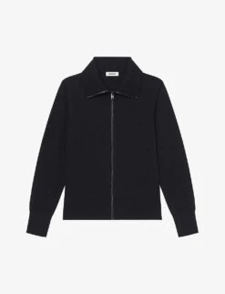 Sandro Zip-up Trucker-style Wool Cardigan