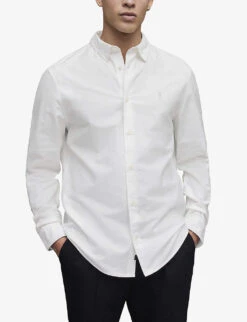 AllSaints Hermosa Logo-embroidered Relaxed-fit Cotton Shirt -Selfridges Store R03852450 WHITE ALT02