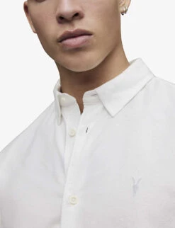 AllSaints Hermosa Logo-embroidered Relaxed-fit Cotton Shirt -Selfridges Store R03852450 WHITE ALT04